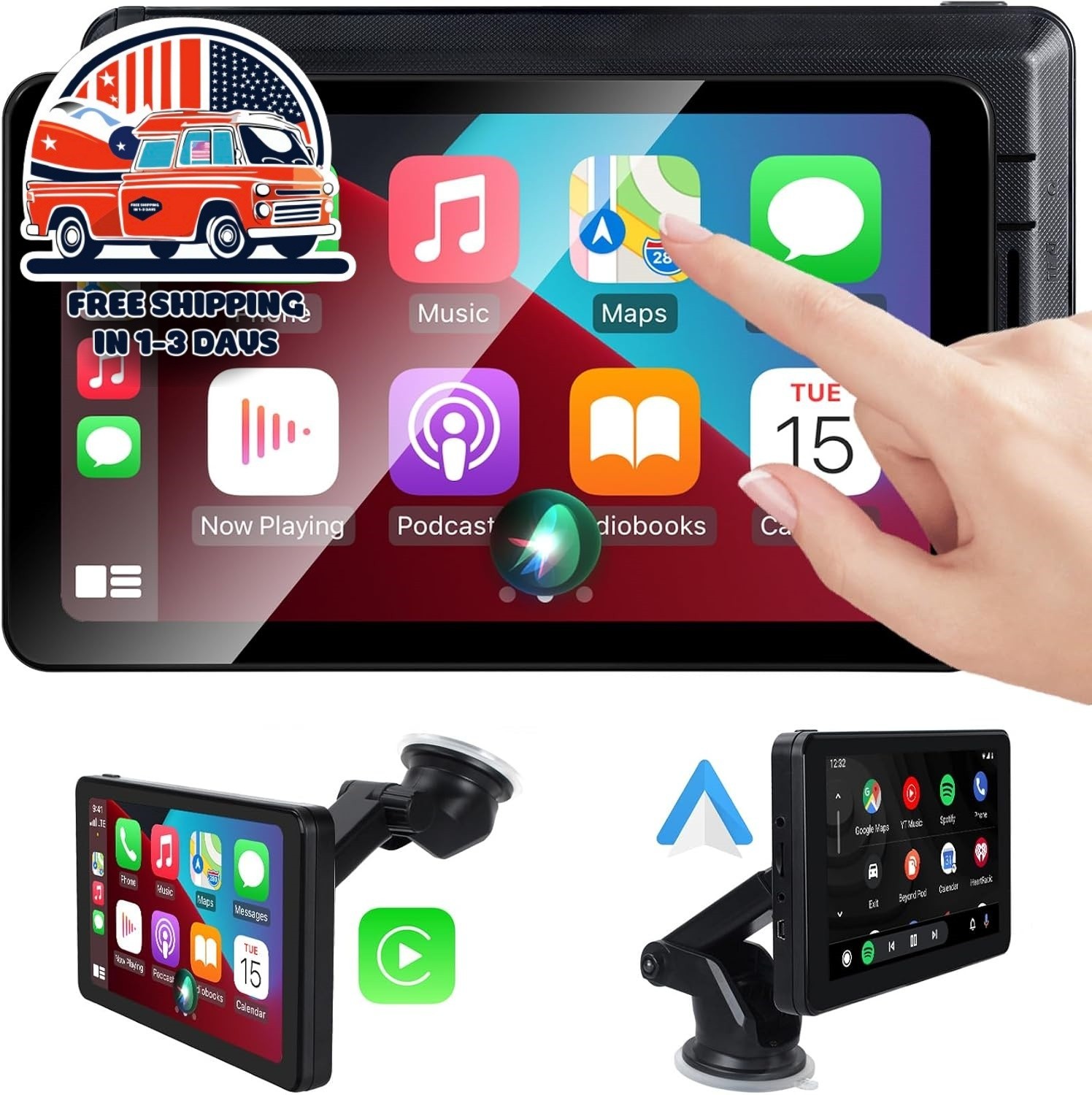Pantalla inalámbrica compatible con Apple CarPlay y Android Auto para coche, NEW