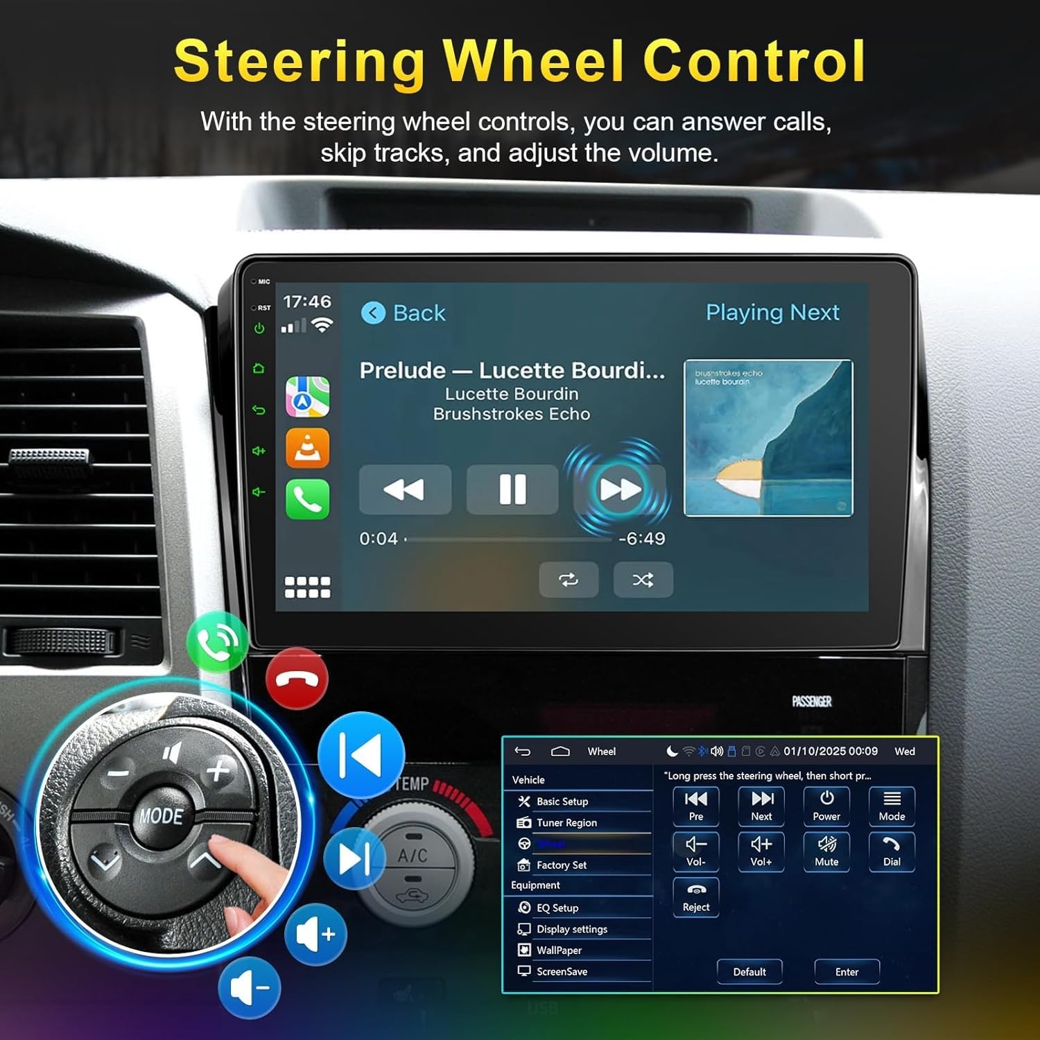 Car Radio for Toyota Tundra 2007-2013 Sequoia 2008-2012 with Wireless CarPlay…