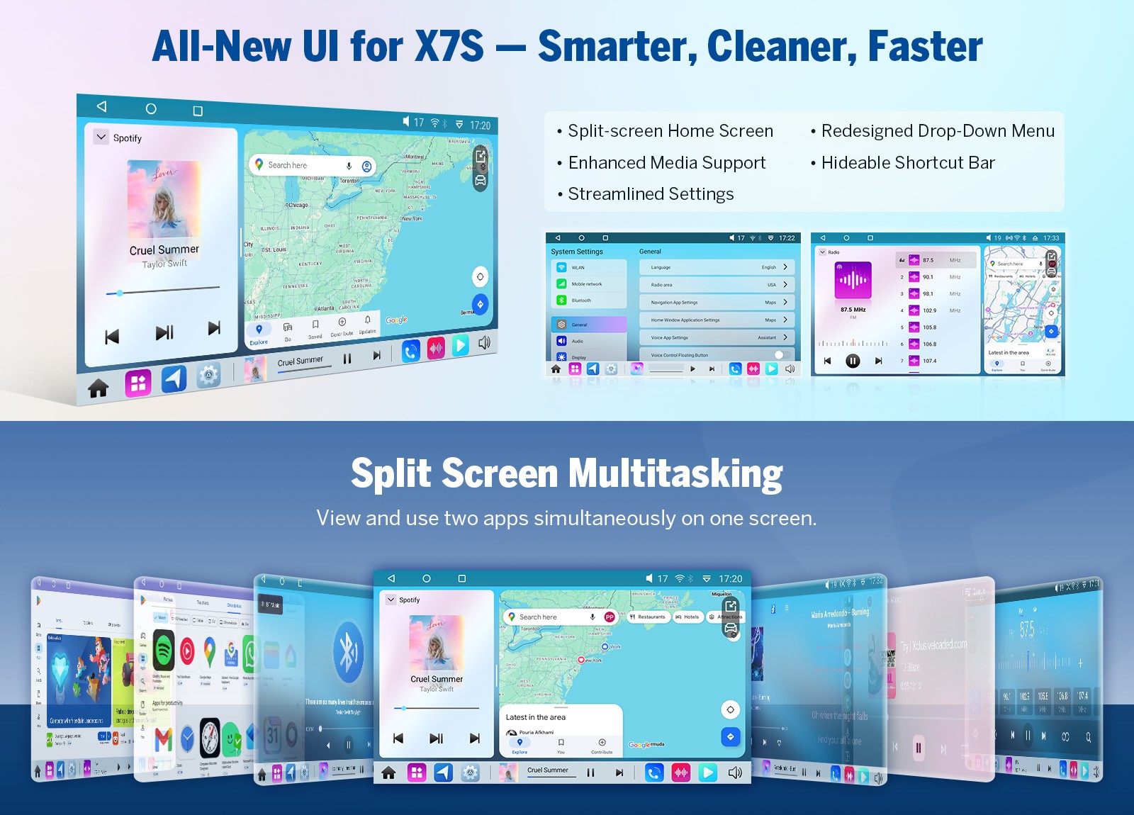 10.1″ Double DIN Car Stereo Wireless CarPlay Android 14 GPS DSP 4G LTE Bluetooth