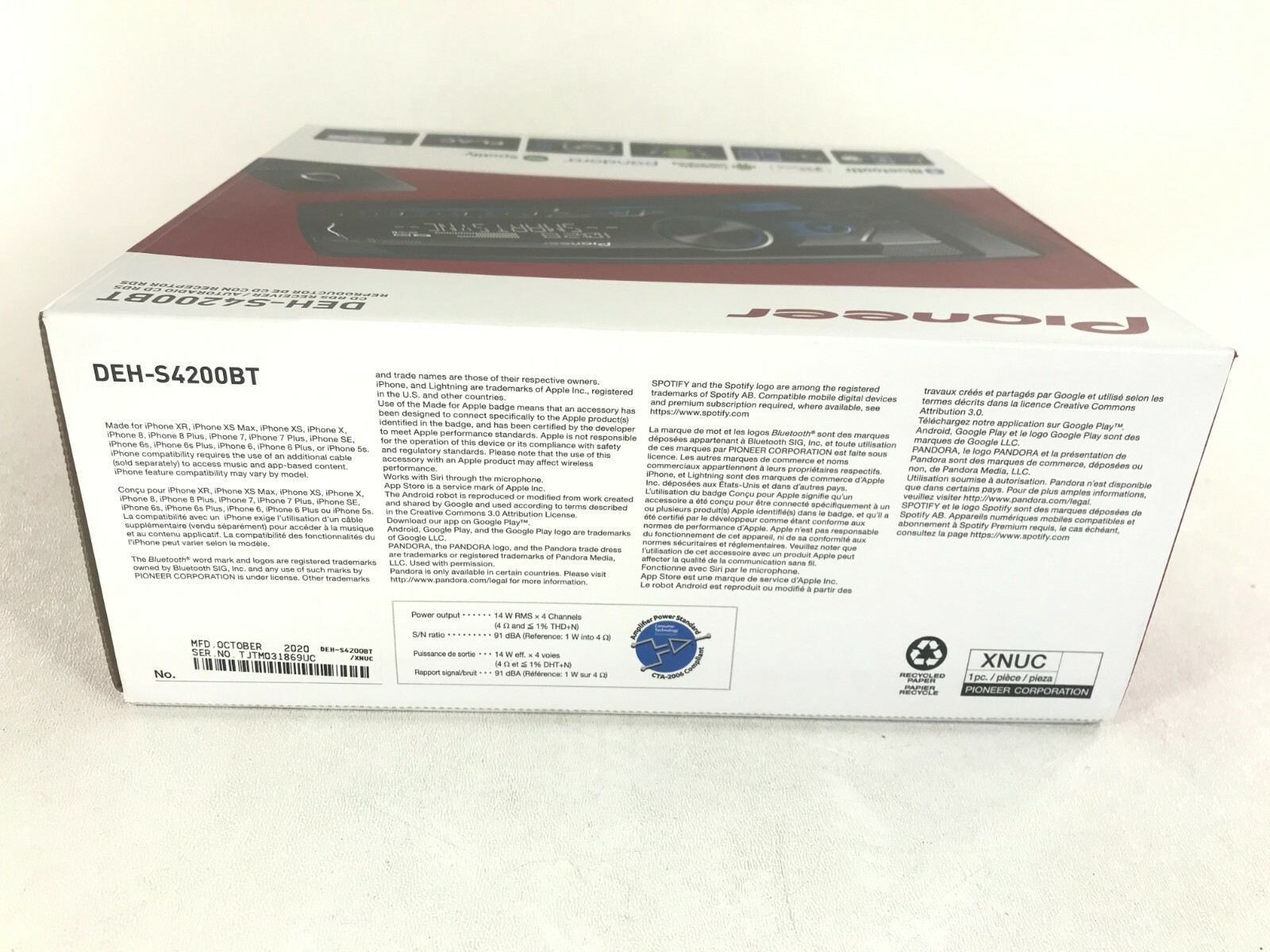 Pioneer DEH-S4200BT Bluetooth CD Player iPhone Android AM FM Pandora USB Aux
