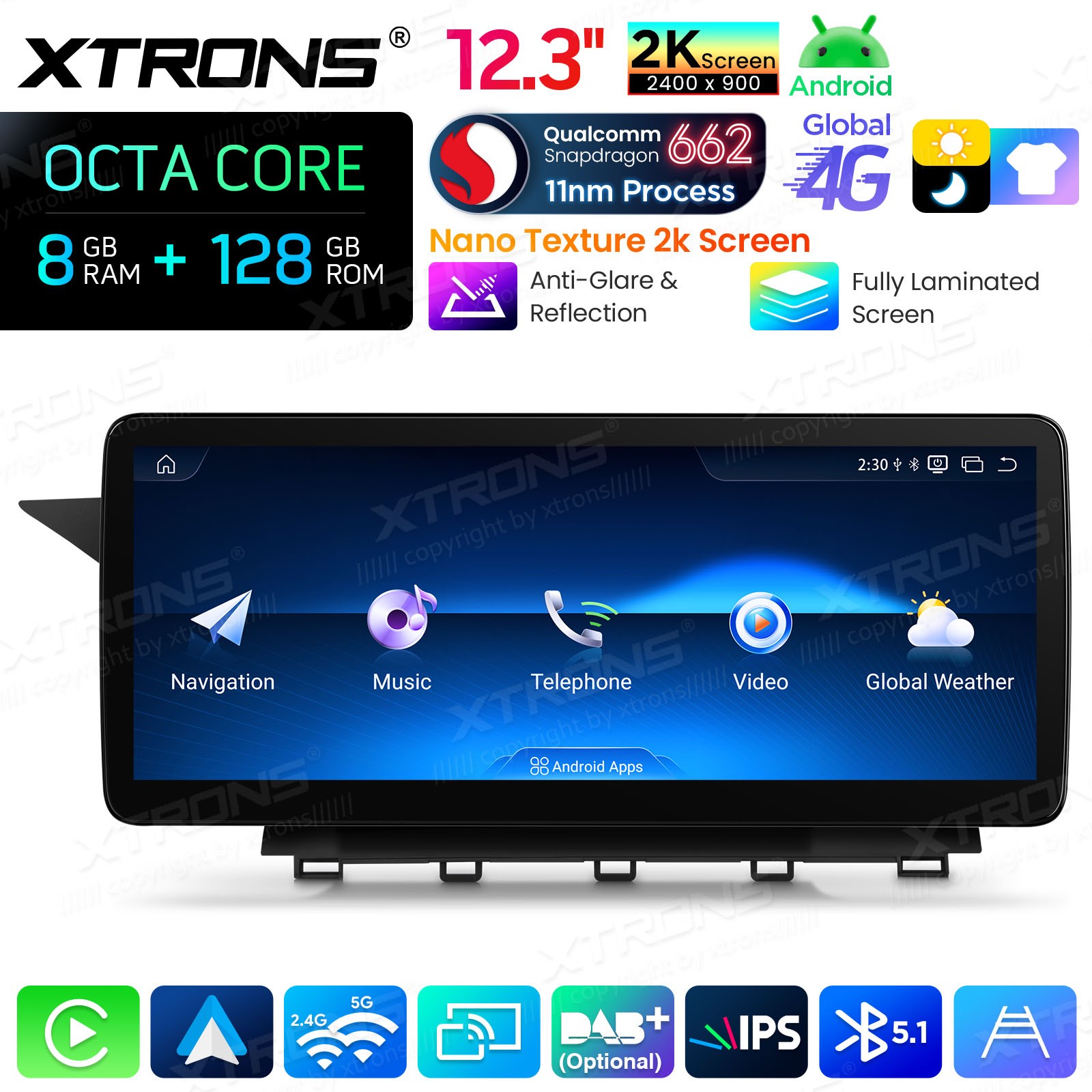 For Mercedes Benz GLK Class X204 Android 14 Stereo 12.3″ 2K Nano Display 8+128GB