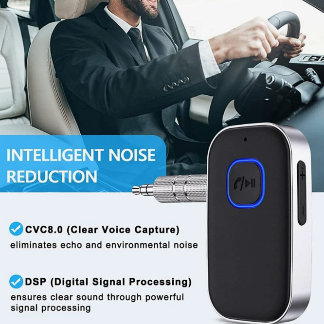 Bluetooth Receiver for Car, Noise Cancelling 3.5mm AUX Bluetooth Car Adapter