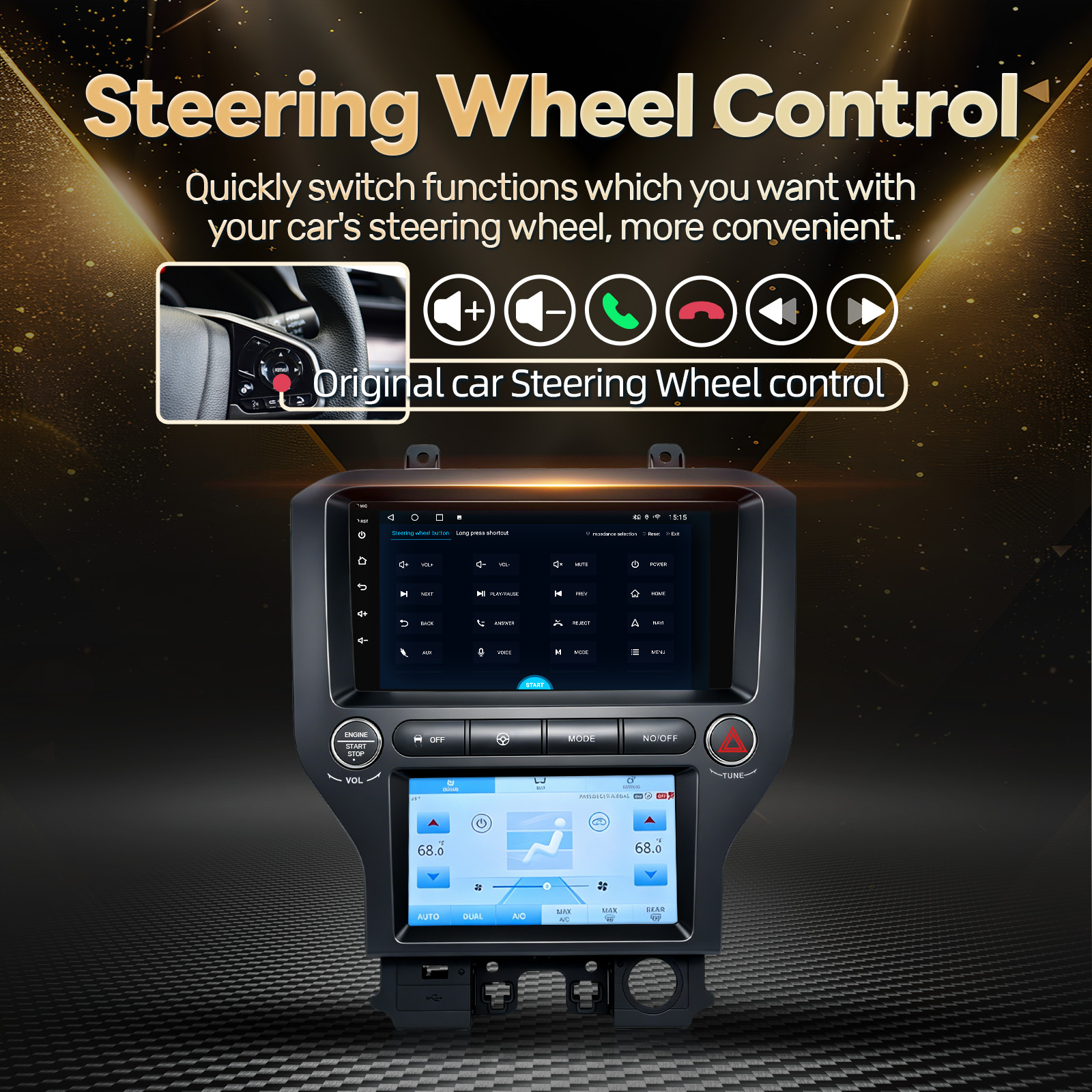 4+64G Car Stereo touch Radio GPS WIFI For Ford Mustang 2015-2021 CarPlay Android