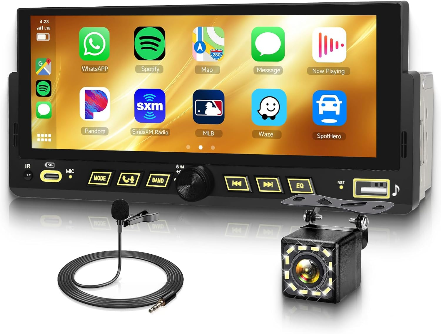 Single DIN Car Stereowireless Carplay Android Auto, 6.86-Inch Touch Screen Car R