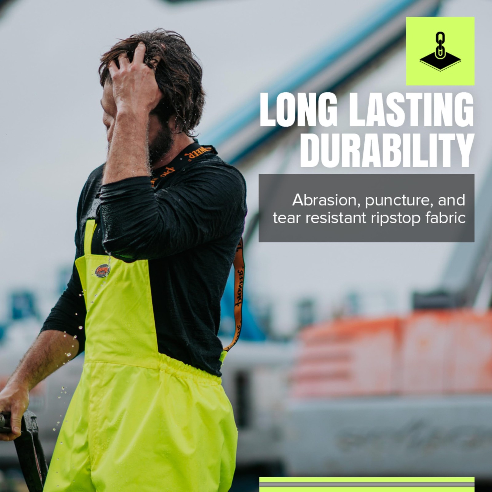 Pioneer Ripstop High Visibility Bib Pant – Safety Rain Gear – Hi Vis, Waterproof
