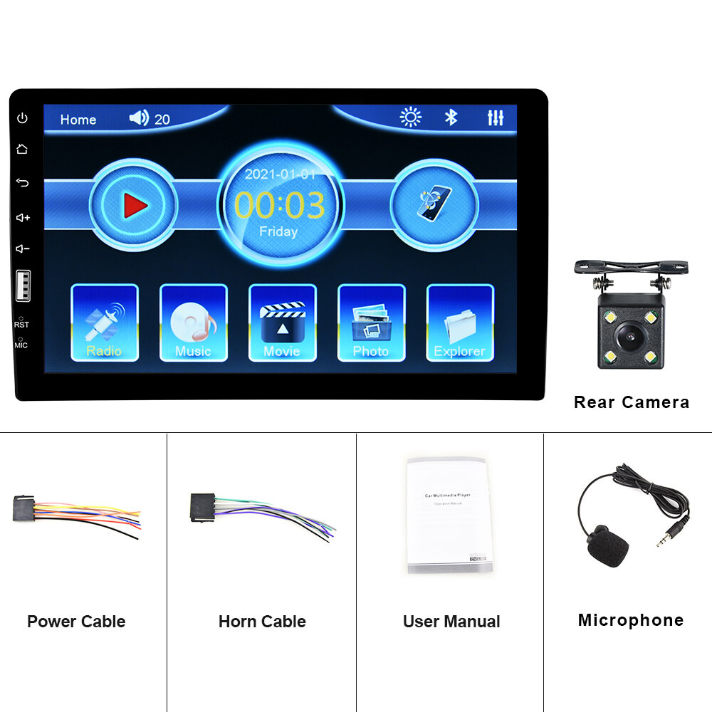 Single 1 Din 9″ Car Stereo Radio MP5 Player FM USB Touch Screen Bluetooth + Cam