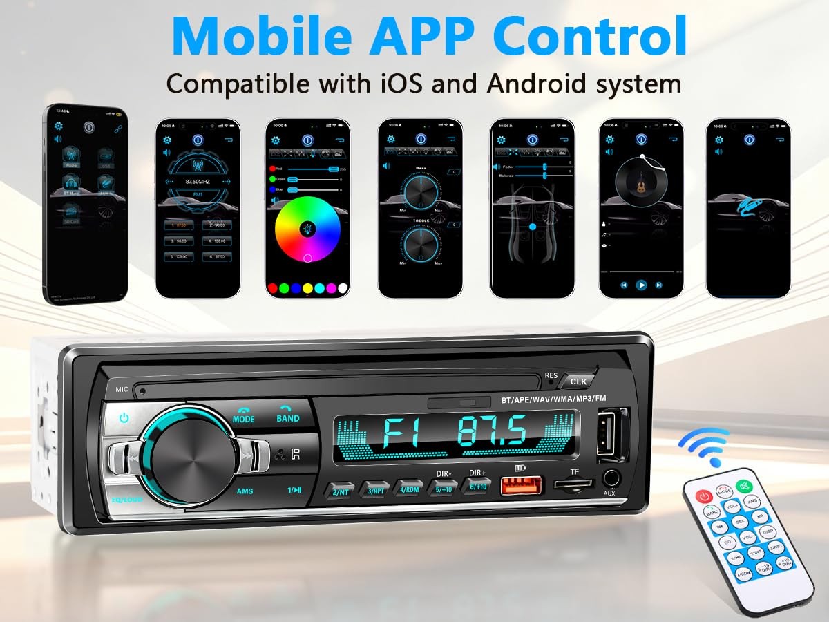 Radio De Un Din Với Control Por Aplicacion Y Carga Rapida De Lujo Pro