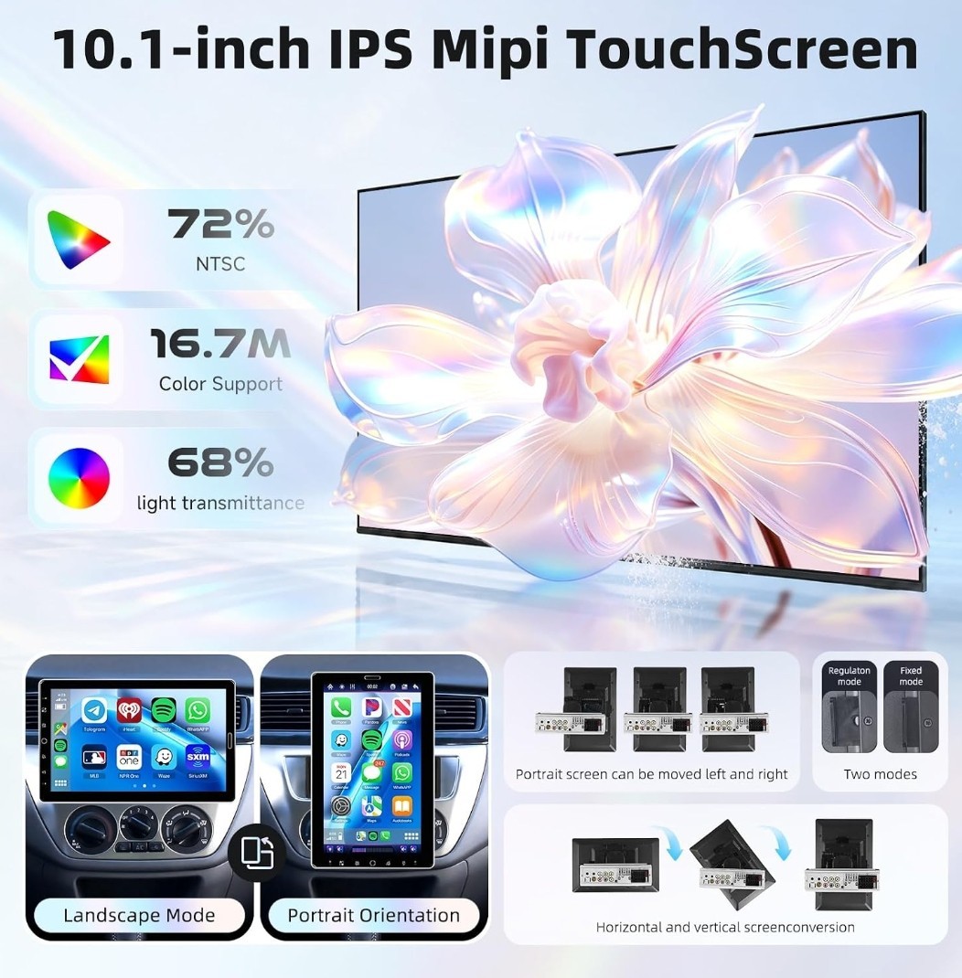 10.1″ Single Din Car Stereo Wireless CarPlay Android Auto Touchscreen Bluetooth