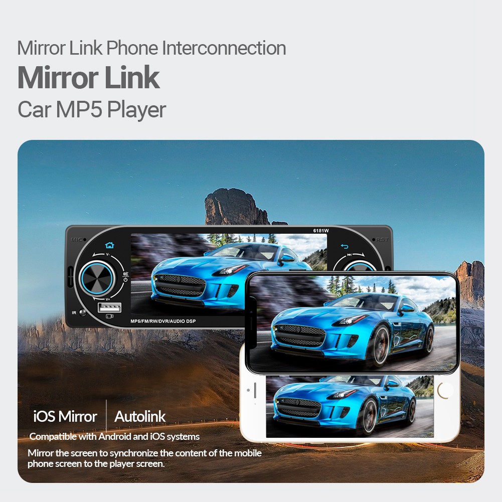 5.1in Car Multimedia Player Audio Stereo Type-C Fast Charging W/Rear Camera