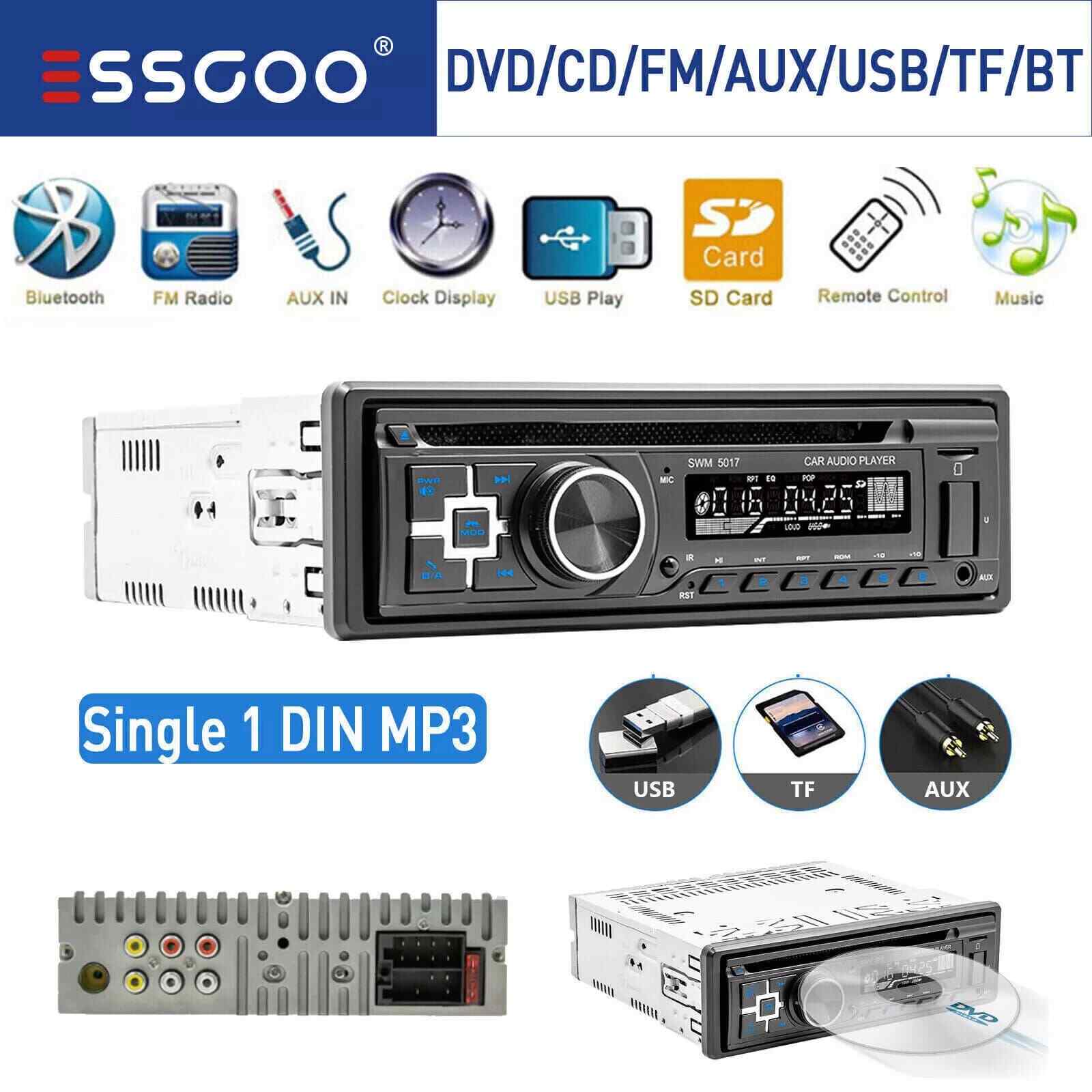 Car Stereo CD DVD Radio Bluetooth USB SD AUX Audio MP3 FM AM Player Single 1 Din