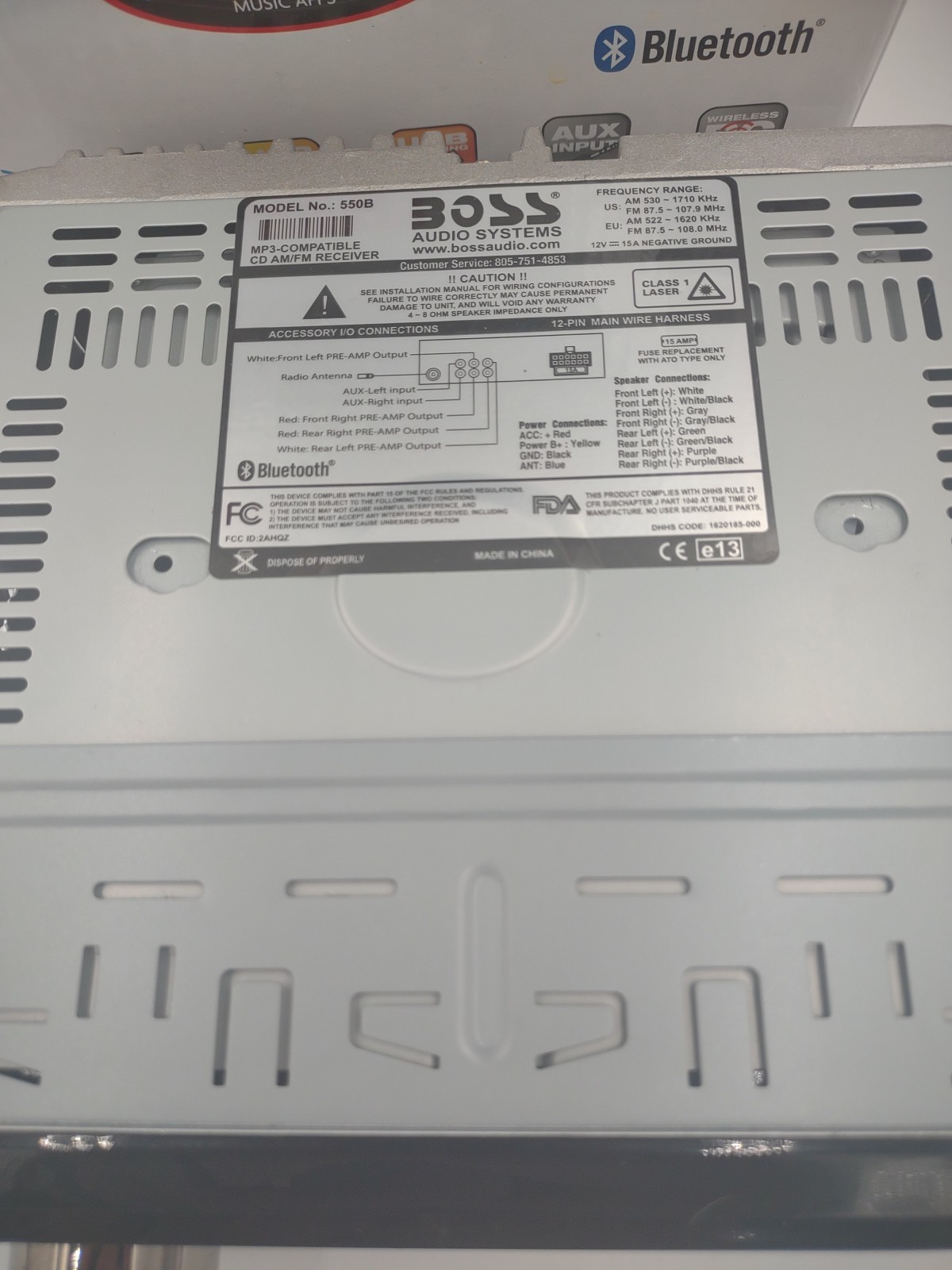 BOSS 550B Audio System In-Dash CD AM/FM Receiver Built-in Bluetooth Read Des