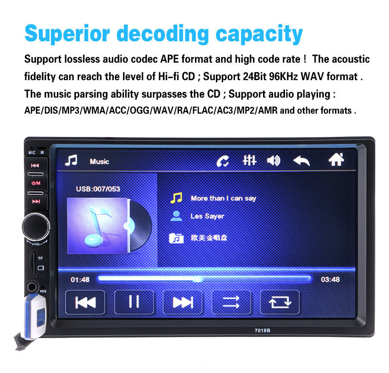 Car 7″ Monitor Video Player Touch Screen Radio Stereo Player & Rear View Camear