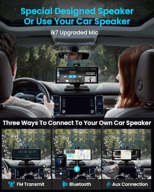 Portable Apple Carplay Screen, 10’’ Car Stereo Wireless Car Play & Android