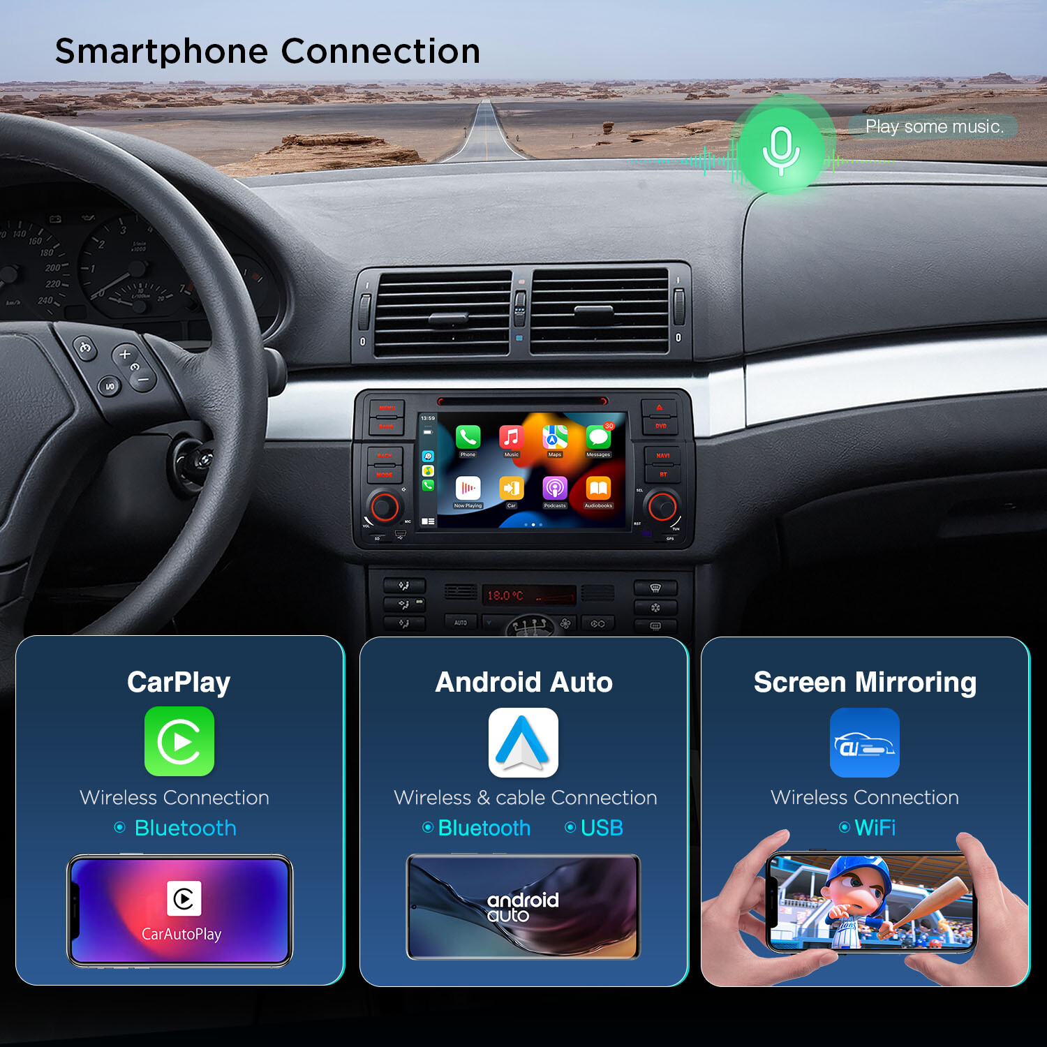 7″ Android 14 Car Stereo DVD 4G LTE Radio GPS 4+64GB AKM DSP For BMW E46 3er M3
