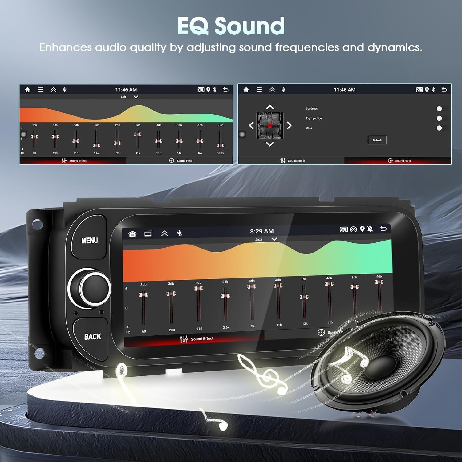 Android 15 Single DIN Car Stereo 6.86″ GPS CarPlay Auto Camera Jeep