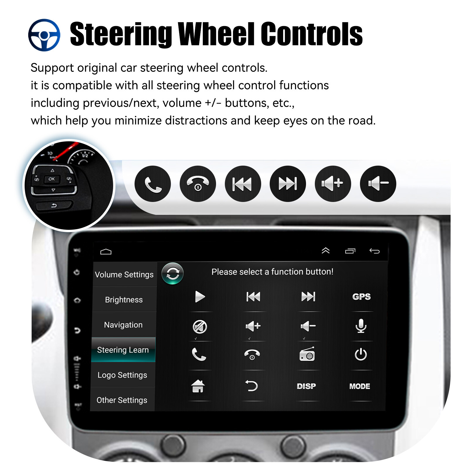 Single 1 DIN 10″ Rotatable Touch Screen Android 12 Car Stereo Radio GPS +Camera