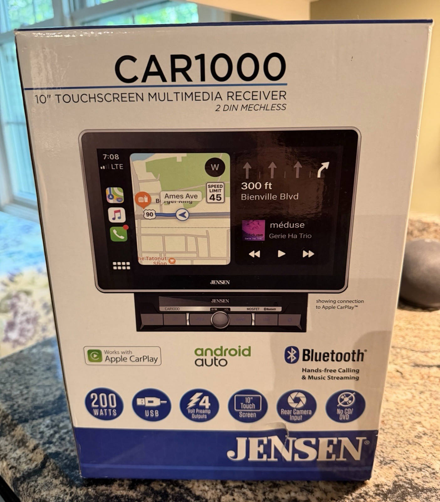 Jensen CAR1000 10.1” LED Backlit Touchscreen Car Radio/AV Receiver – CAR1000