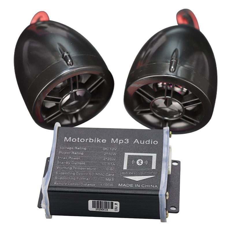 12V Motorcycle Stereo Audio Kit Bluetooth MP3 Player FM Radio Waterproof Dual Sp