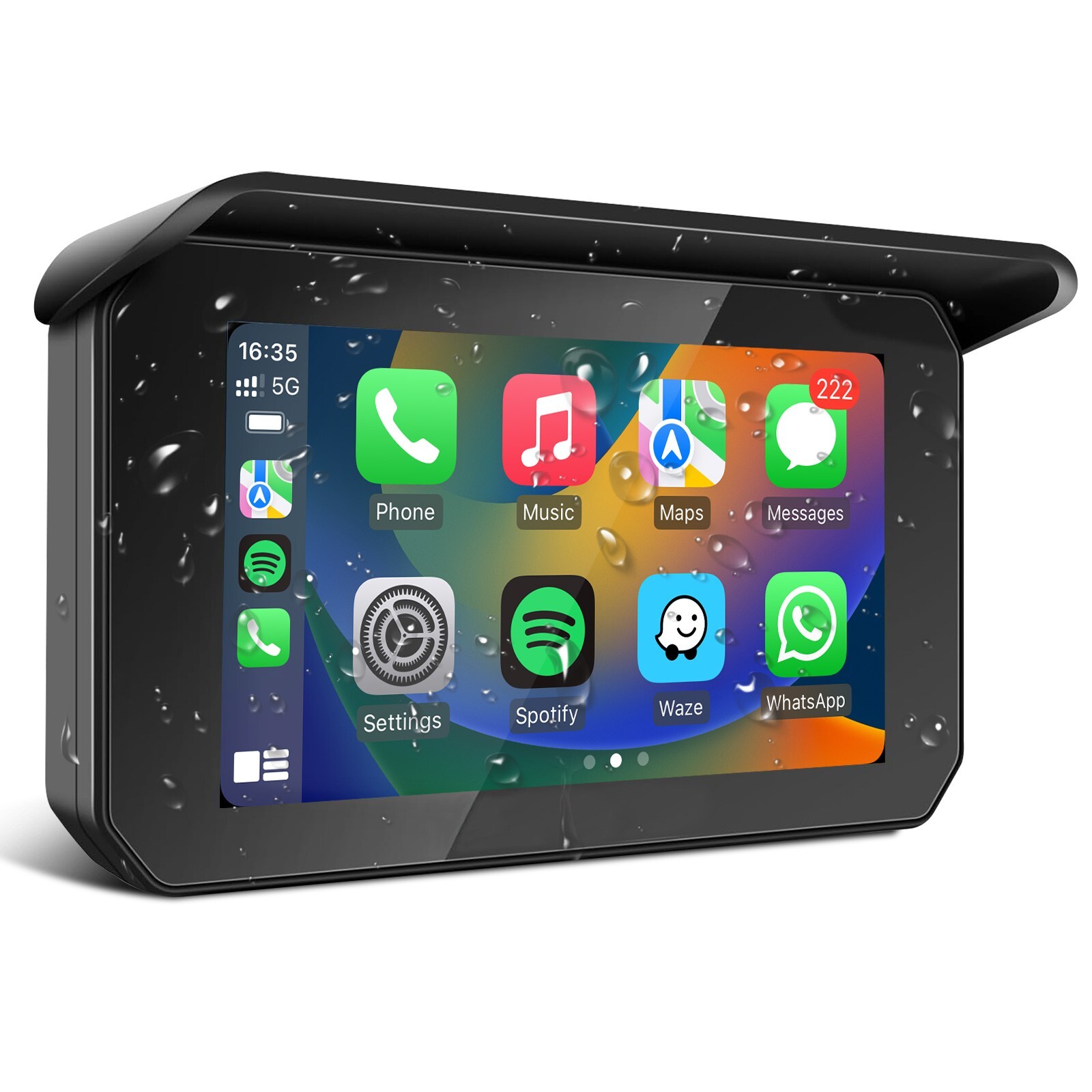 GPS Portable Motorcycle Navigator Wireless CarPlay Waterproof 5″IPS Touch Screen