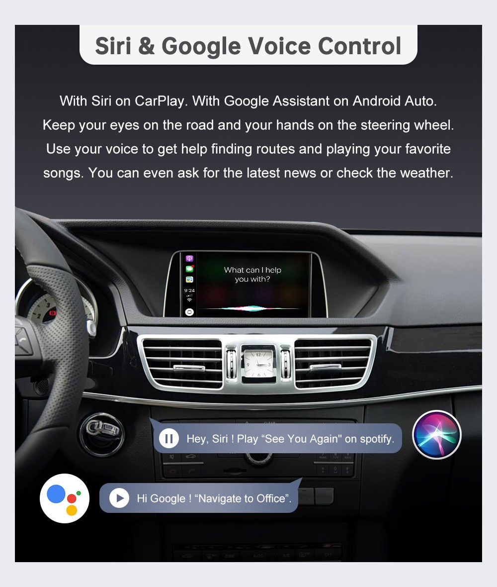 Wireless Carplay Android Auto Retrofit Kit for E Class W212 E Coupe C207 2012-15