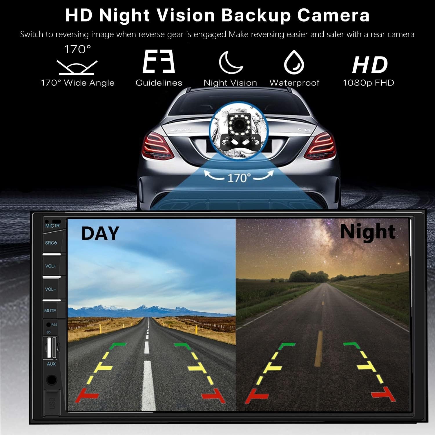Elegant 7-Inch Car Stereo with Touchscreen, Backup Camera & Subwoofer Support