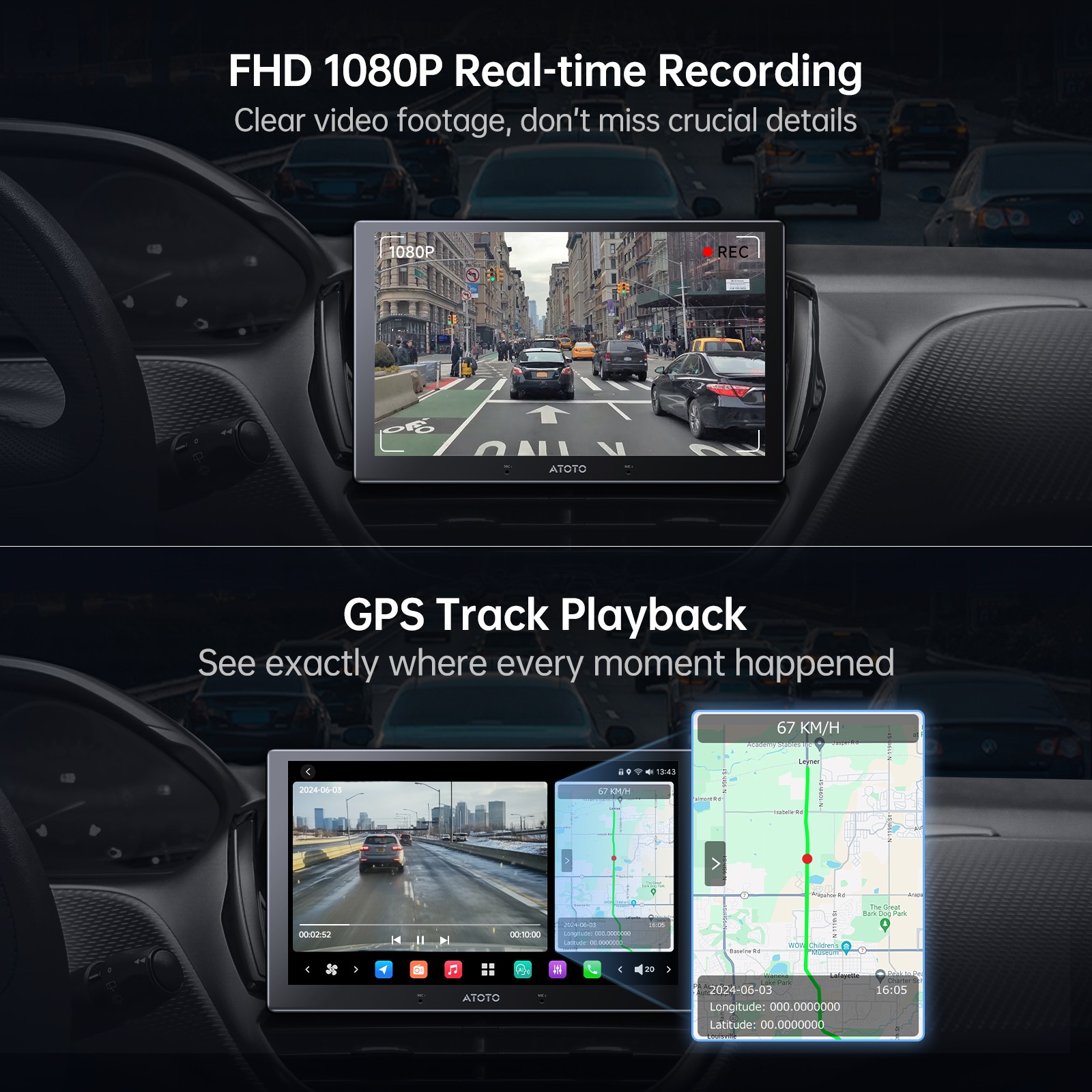 ATOTO 12.95” Single& 2DIN X10 OBDII Android Car Radio 8G+128G Wireless CP& AA