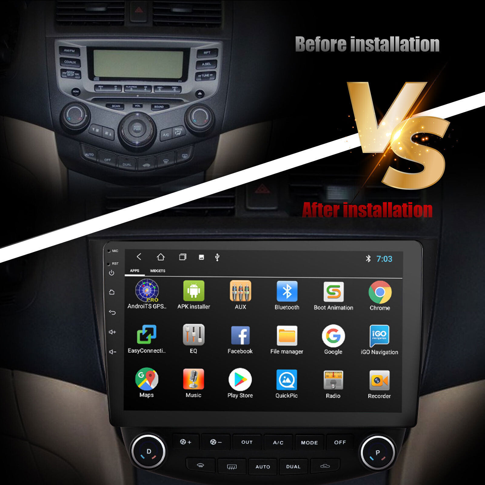 Car Stereo for Honda Accord 7th 2003-2007 Android 10.1” Touchscreen WIFI 64GB