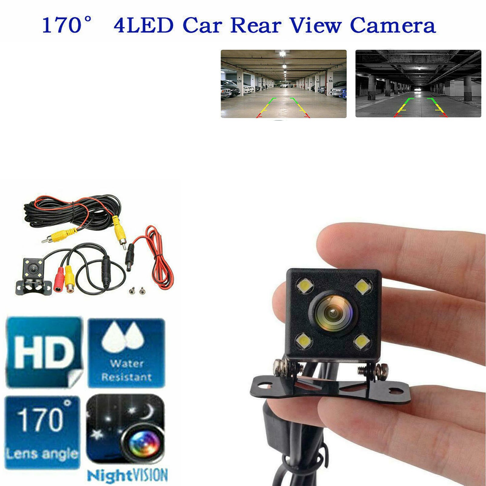 Car HD Reverse Rear View Camera Backup Waterproof Night Vision Parking Cam 170°