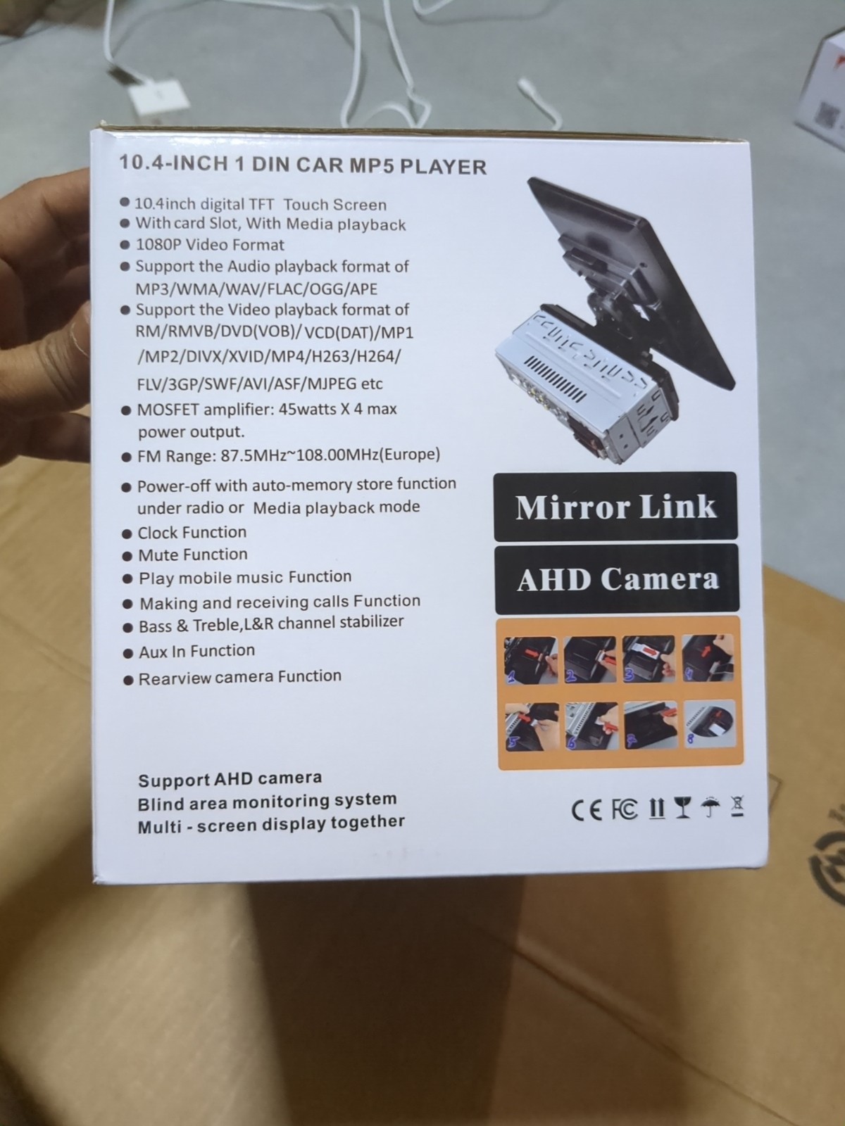10.4 inch 1 din car MP5 player