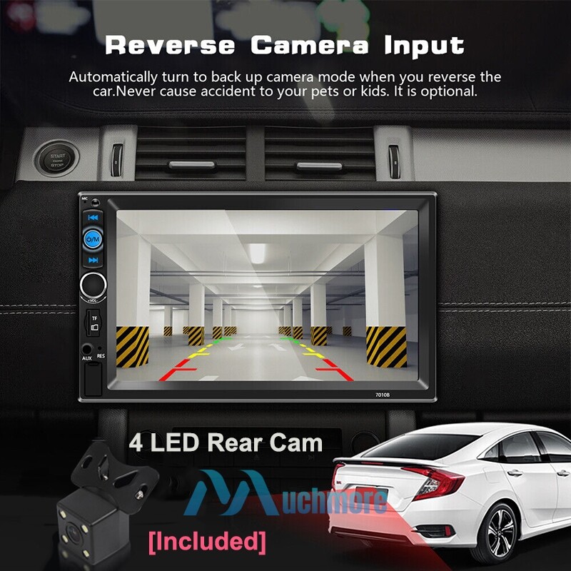 7” Double 2 Din Touch Screen Car Stereo Radio MP5 BT Android/IOS Carplay+Camera