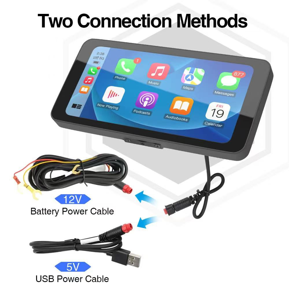 6.3″ Touch Screen Motorcycle Apple CarPlay Android Auto GPS Navi BT Waterproof