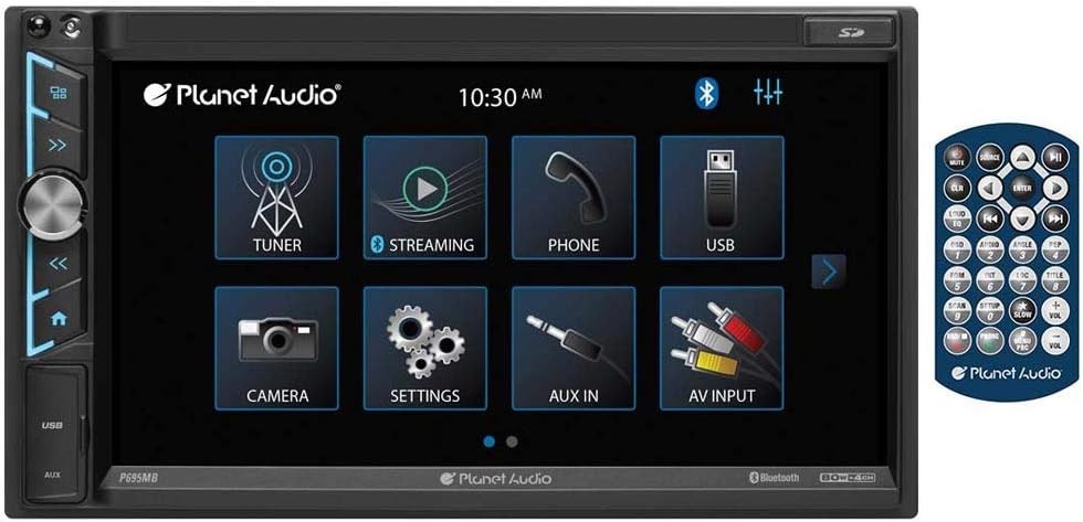 Planet Audio 2 DIN 6.95-inch Mechless Car Head Unit with Bluetooth (No CD/DVD)