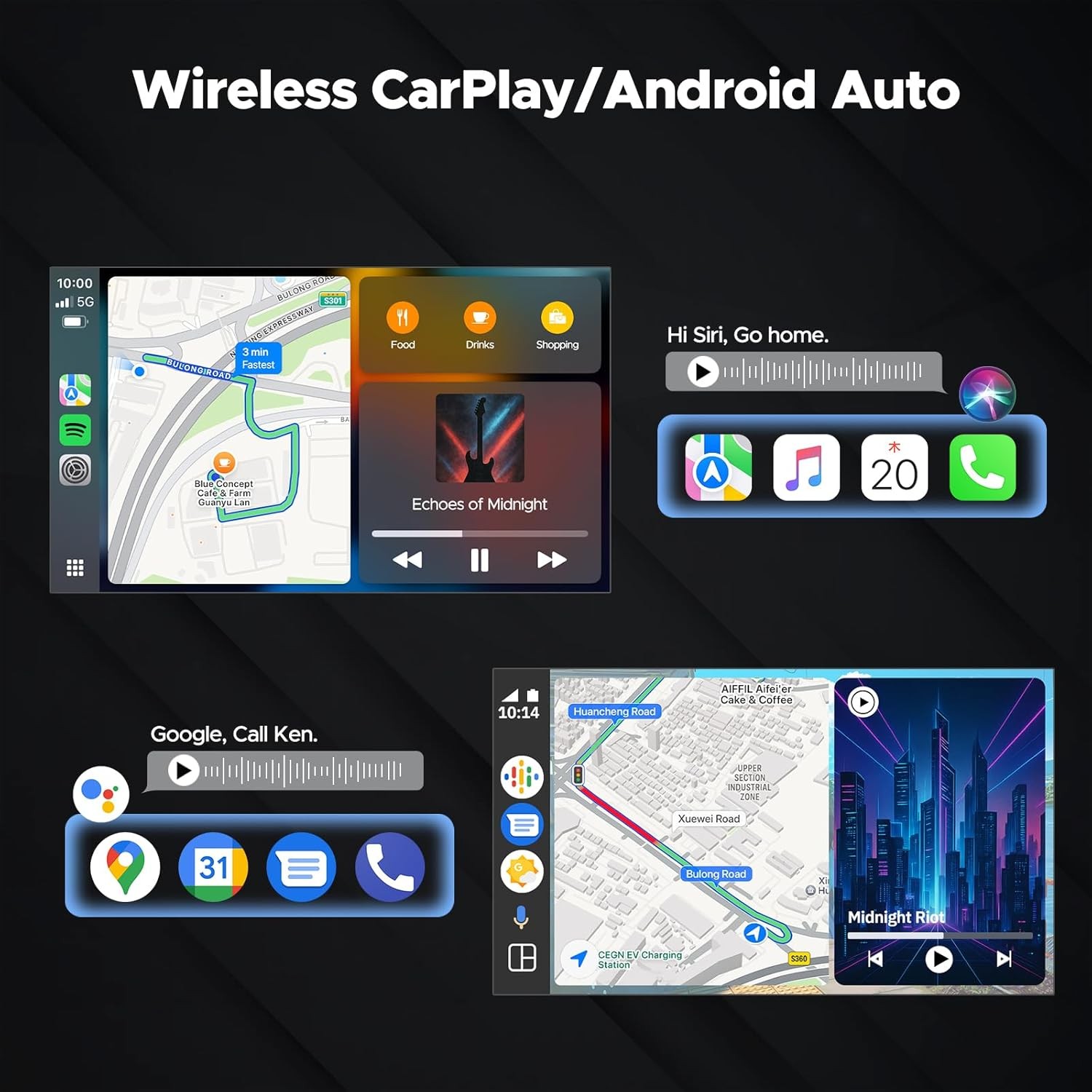 3 in 1 9″ Wireless Carplay Scree AI Video BOX with Youtube Net-Flix+Reverse Cam