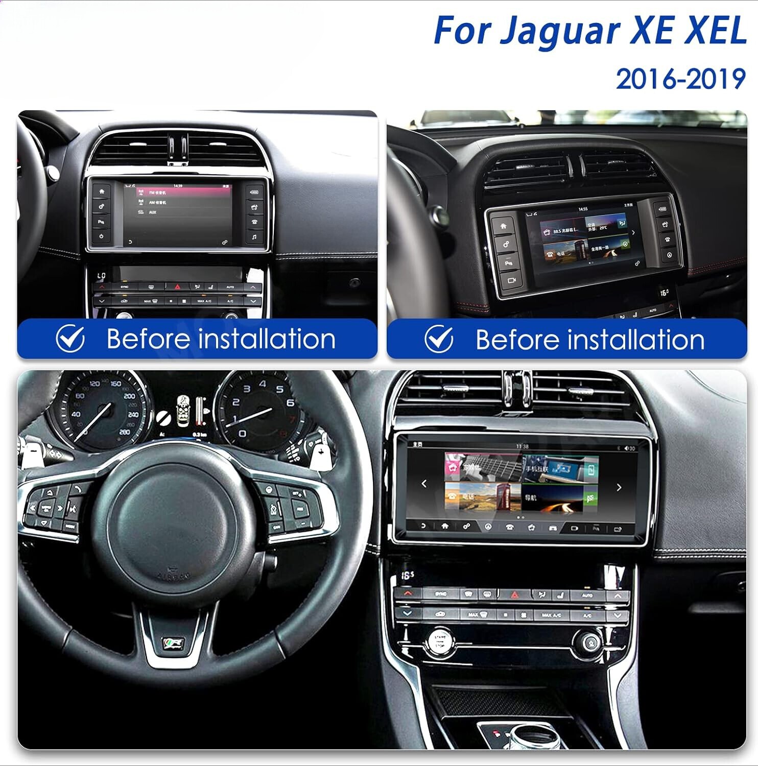 10.25″ 8+128G Android Carplay Radio GPSStereo For Jaguar F-Pace XE XEL 2016-19