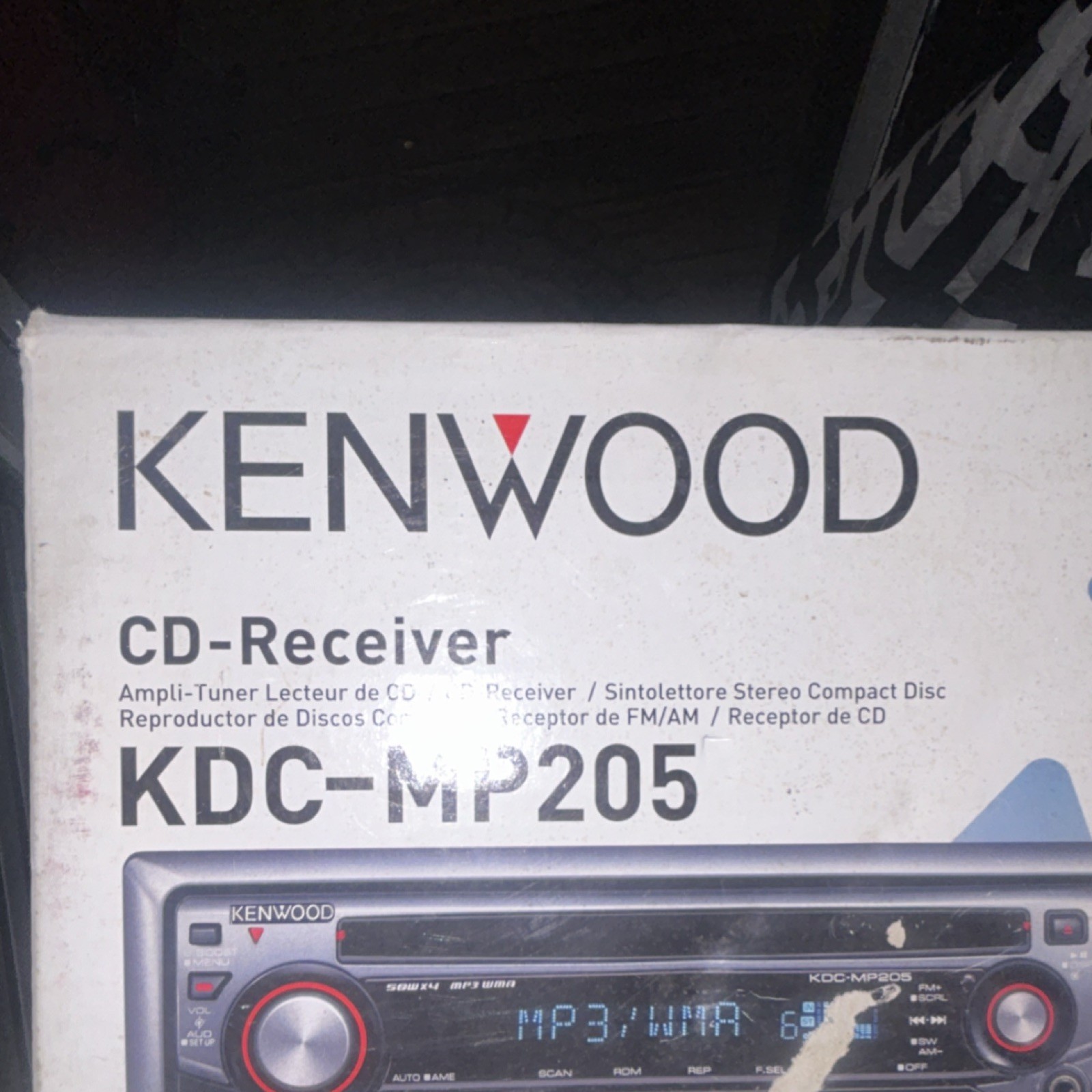 Kenwood KDC-MP205 1 DIN CD Player Receiver w/ Detachable Face & AUX Input