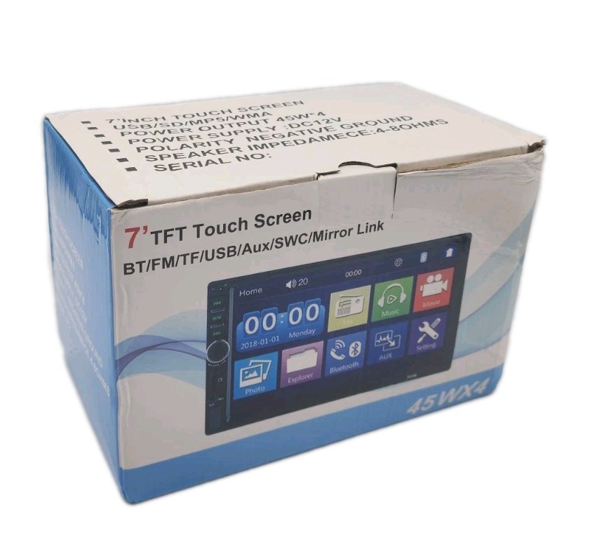 Double Din 7″ TFT 45WX4 Touch Screen Car Stereo With BR/FM/TF/USB/Aux/SWC/Mir…
