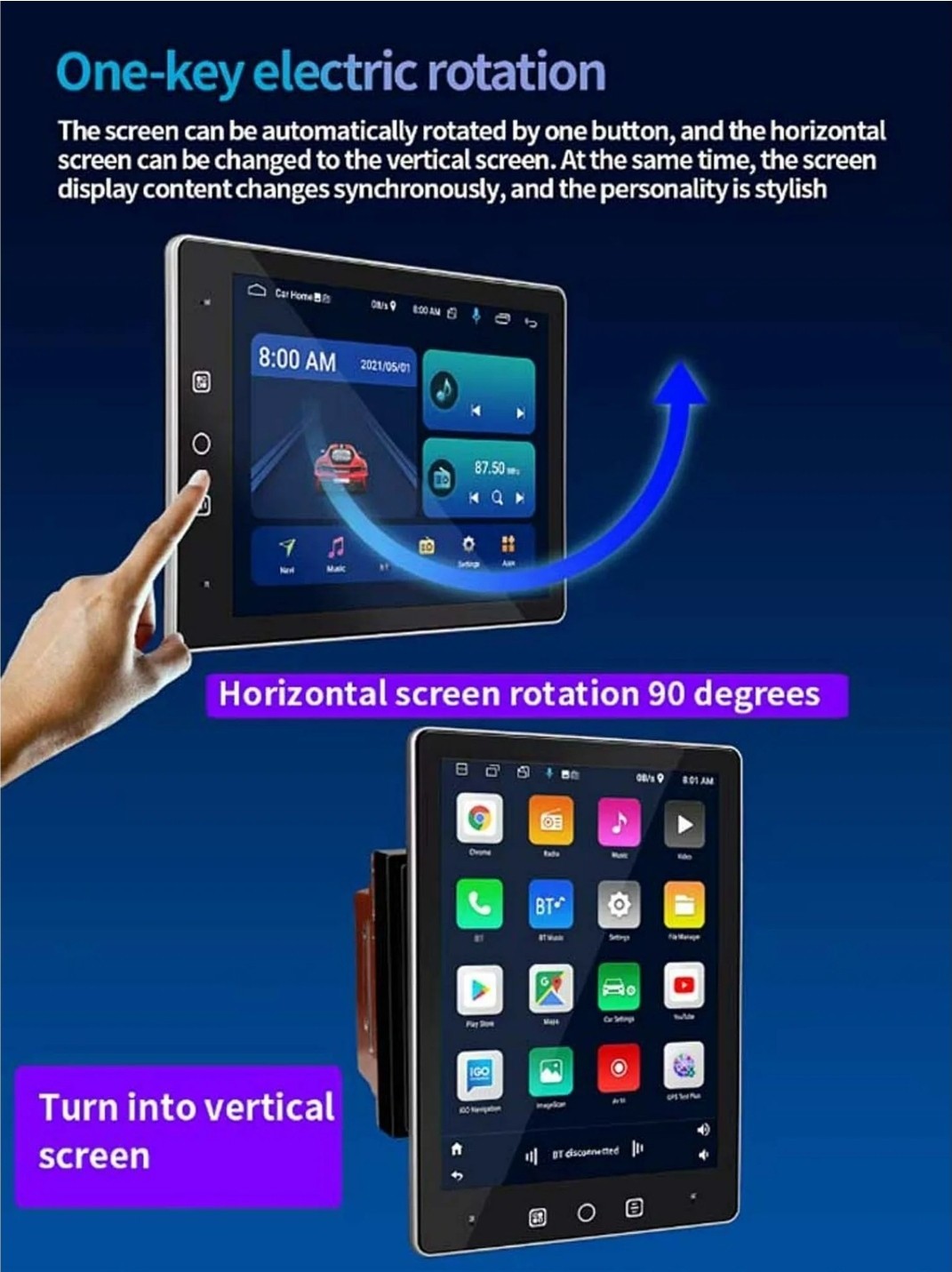Double 2 Din Android Car Stereo Full Touchscreen Bluetooth 9.5″ inch Vertical…