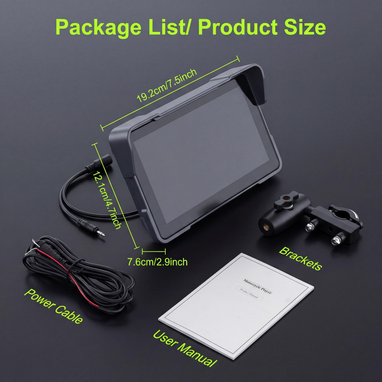 Share 7″ Waterproof Carplay Screen with GPS, Dual Bluetooth & Voice Control