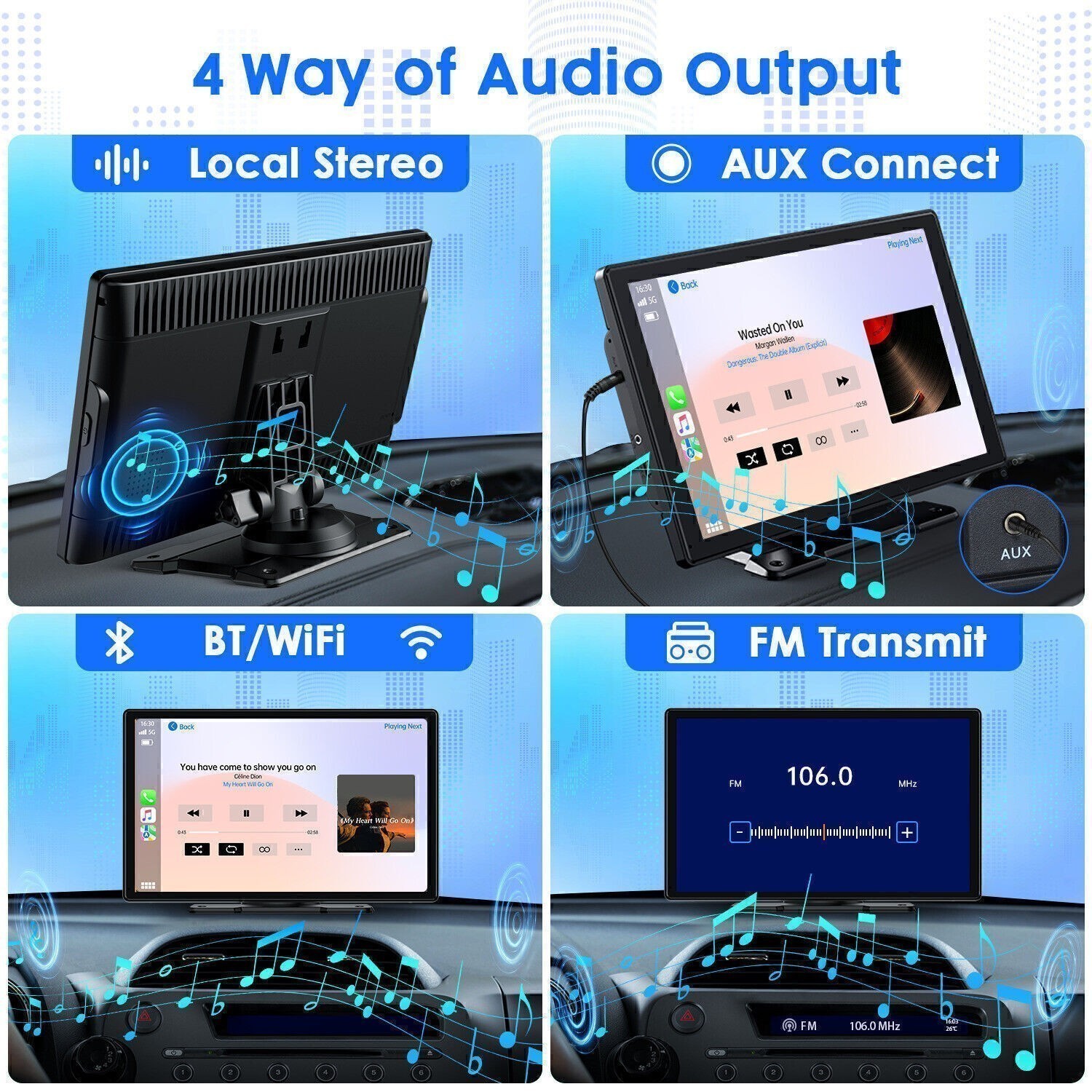 9″ HD Touch Screen Wireless Apple Carplay Android Auto Car Stereo w/1080P Camera