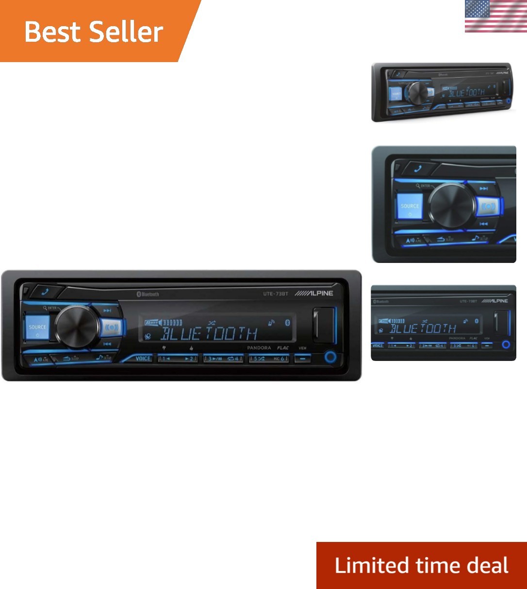 Alpine UTE-73BT Bluetooth Digital Media Receiver – Compatible with iOS & Android