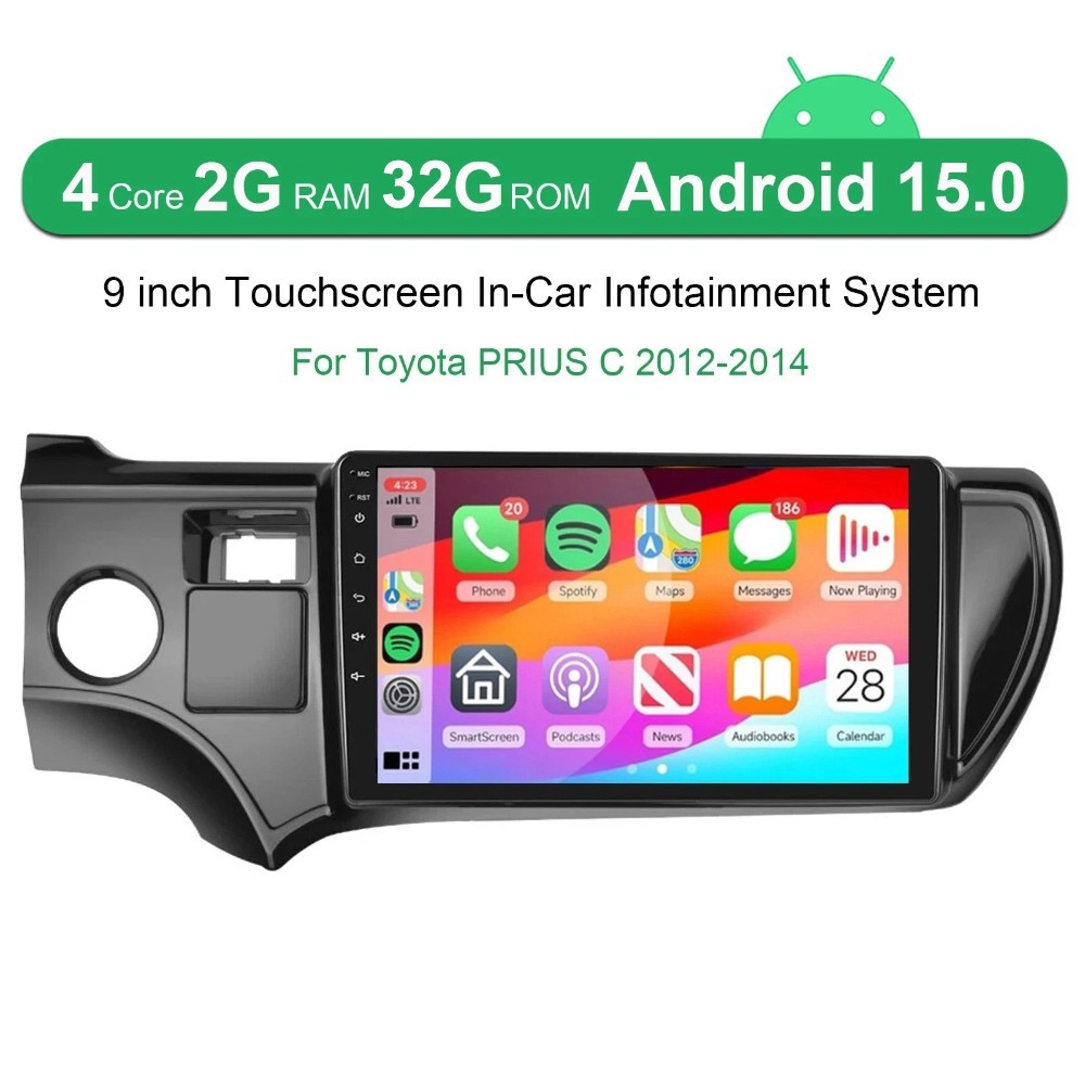 Android 15 Apple Carplay Car Stereo Radio For Toyota Prius C 2012-2014 GPS Navi
