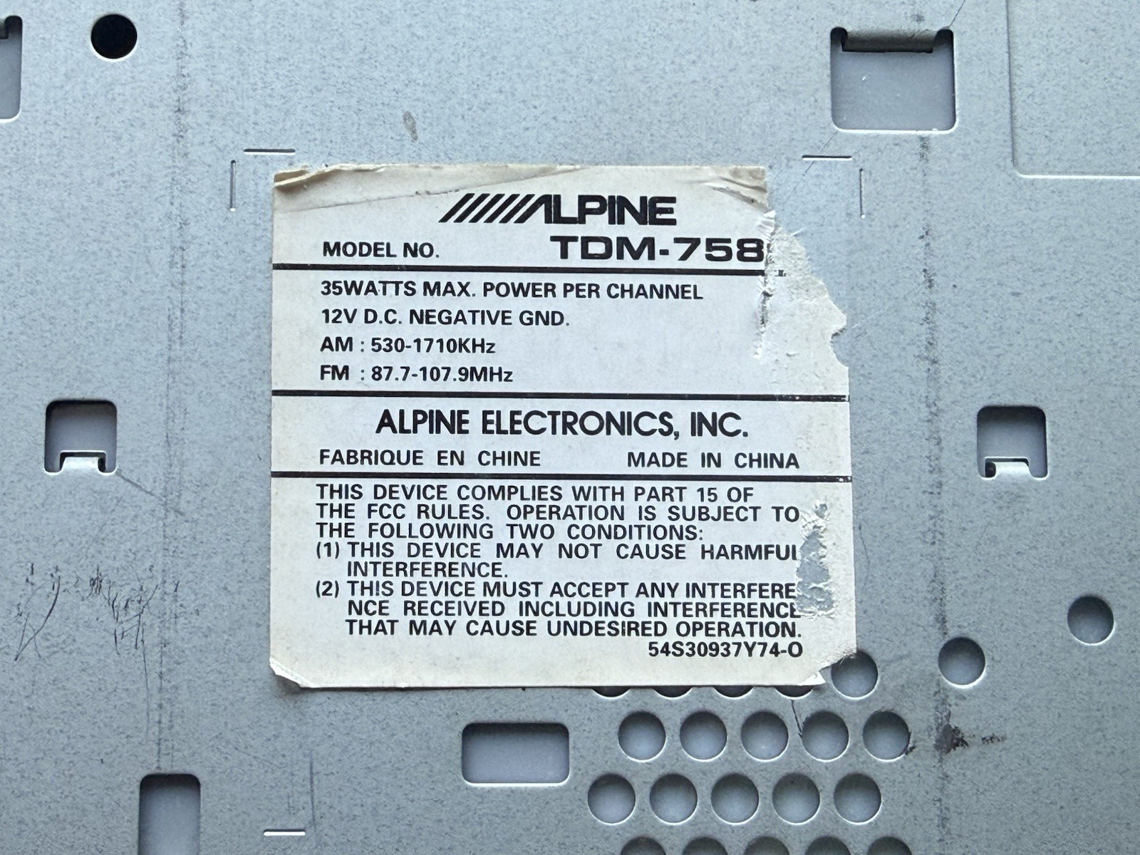 ALPINE CAR AUDIO STEREO AM/FM CASSETTE UNIT TDM-7582 VINTAGE RARE BMW PORSCHE!