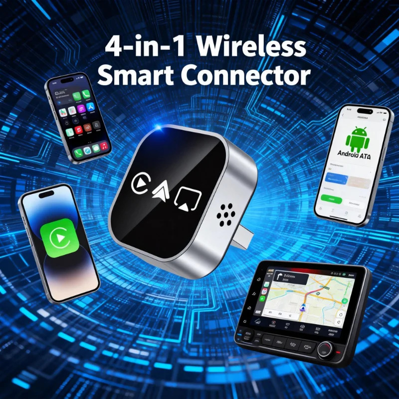 Wired to Wireless CarPlay Adapter for Apple iPhone/Android Auto/AirPlay/Miracast