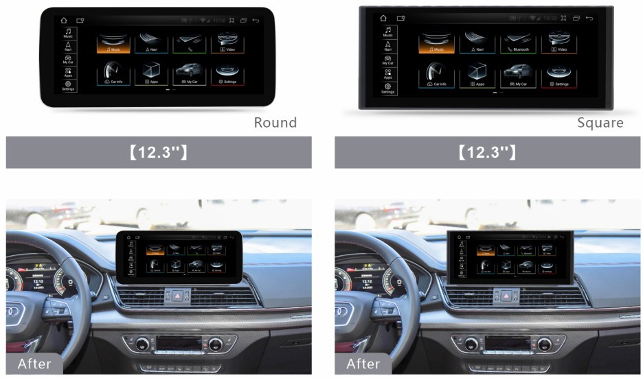 12.3″ For Audi Q5 2017-2020 Car Gps Stereo Radio Android Navigation WIFI 8+128G