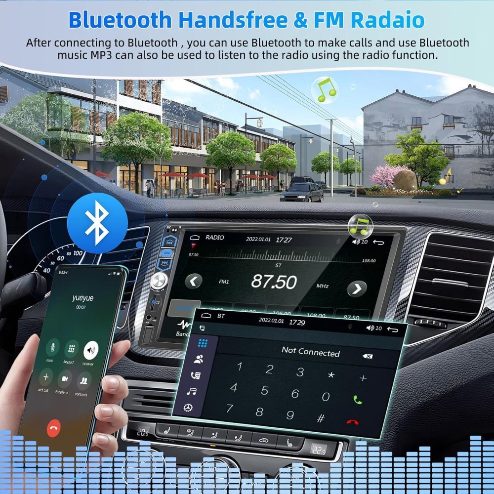 Single 1 DIN 7″ Car Stereo Radio Touch Screen Apple CarPlay Android Auto FM BT