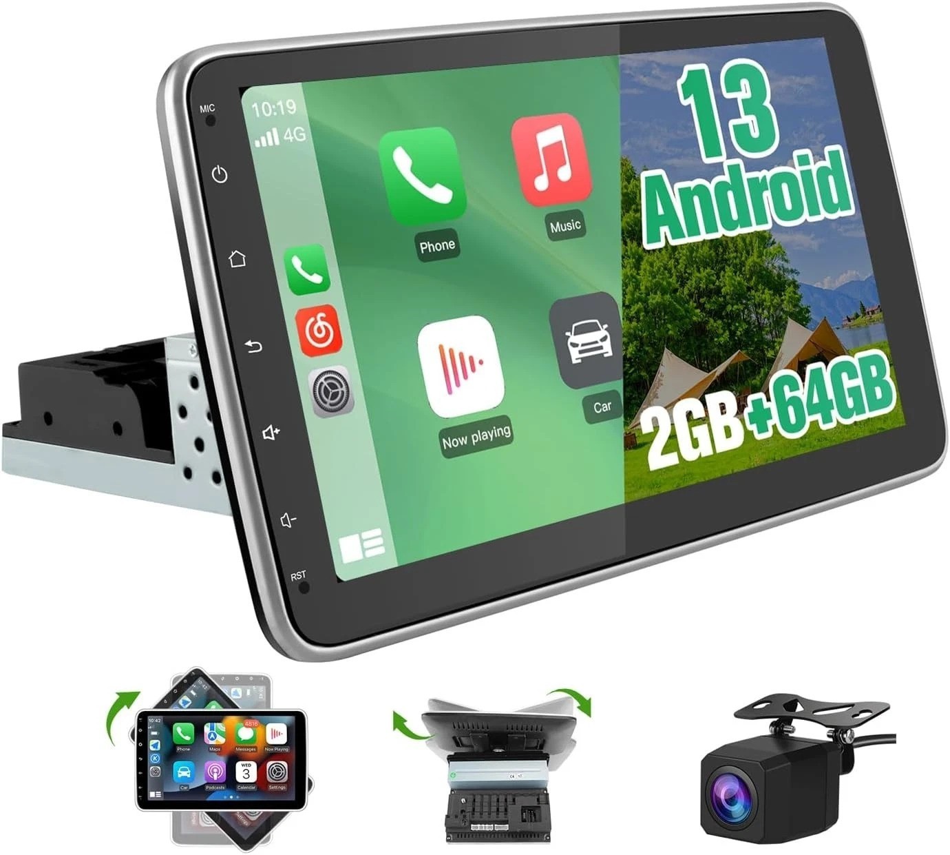 Advanced 10.1 Inch Car Multimedia System, Android 13, Wi-Fi, and Safety Features