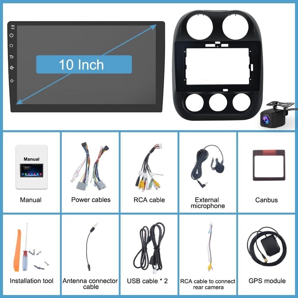 10″ Car Stereo for Jeep Compass Patriot with CarPlay Android