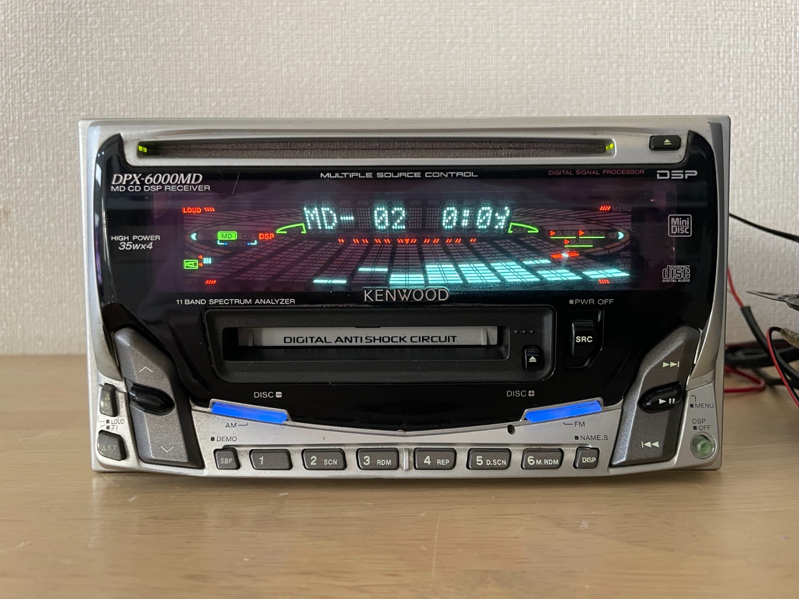 Kenwood DPX-6000MD 2DIN Car Audio CD MD Bluetooth Player Tested Working
