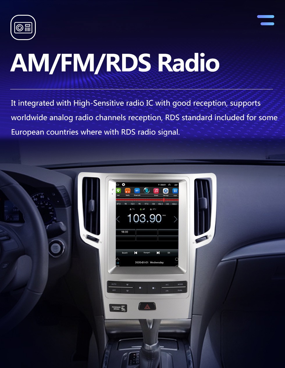 Car Radio for Infiniti G37 G35 G25 Wireless Carplay Android Auto 5G WiFi DSP