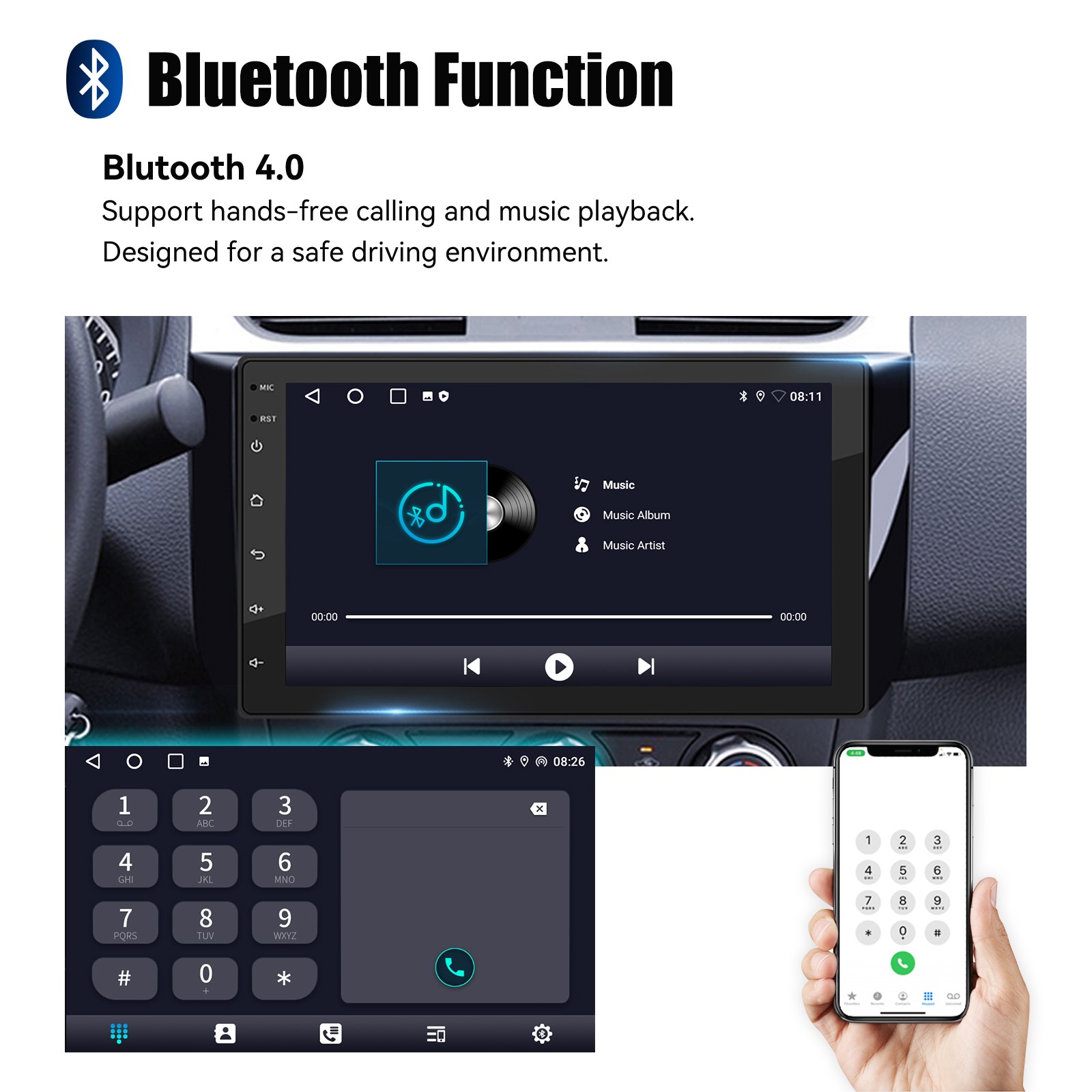 6+128GB 8-Core 7″ 2 DIN Car Stereo Radio Android 15 Carplay GPS Navi WIFI SWC BT